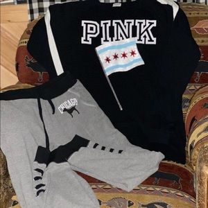 Pink Victoria’s Secret boyfriend style thick Tshirt material suit